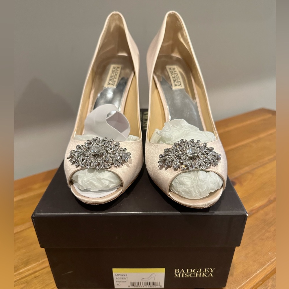 Badgley Mischka heels. Blush pink. Worn once. Original packaging. Size 10